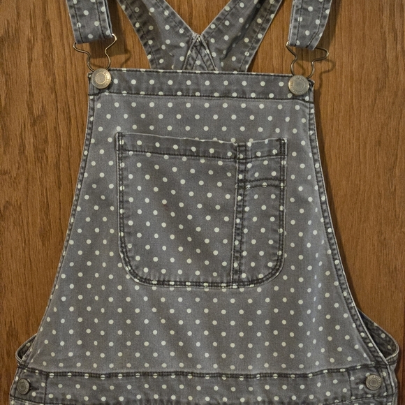 AMERICAN EAGLE Shortalls Womens S/P Stretch Playful Polka Dot Pinup Gray Cutoffs - Picture 4 of 14